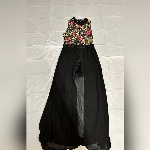 Floral MULTI PRINT TOP SHEER ROMPER DRESS - Picture 5 of 8